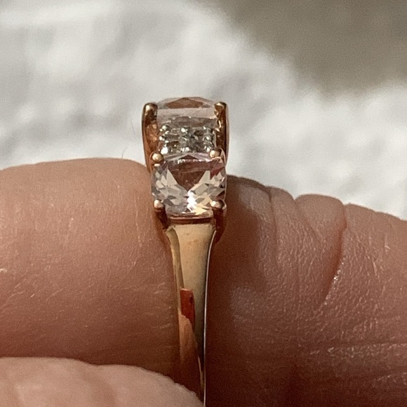 Natural Morganite 1.07 carat Designer 14k Rose Gold over Sterling Size 5 & 8 - Picture 7 of 15